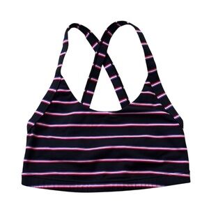 Spiritual Gangster Black With Multi Color Stripes Sports Bra Top Size Me…